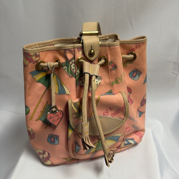 Dooney & Bourke Pink Miami Drawstring Bucket Sling Bag Backpack Y2K Vintage - Picture 1 of 10